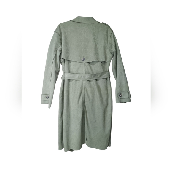 Black Label Green Trench Coat with Shoulder Epaulettes - Picture 2 of 8